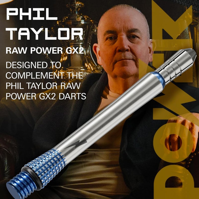 Target Darts عمود السهام تيتانيوم فيل تايلور جي إكس 2 باور الخام، قصير/متوسط/طويل | إصدار اللاعب من أعمدة الألومنيوم، خيط 2BA، ملحقات السهام الاحترافية - Image 1